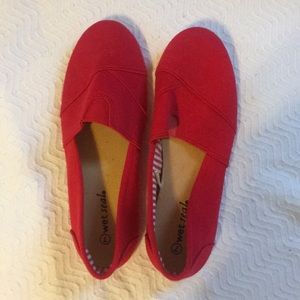 Red slip on shoes